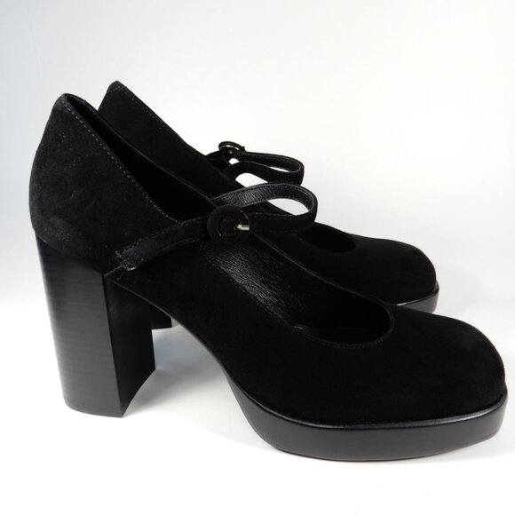 JEFFREY CAMPBELL Kenzley Platform Mary Jane Pumps Heels Size 10 Black Suede NEW - Picture 5 of 12